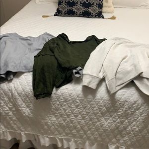 3, open back different color sweaters, never worn